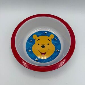 Disney Store Winnie the‎ Pooh Toddler Bowl Red Rim BPA Free Plastic